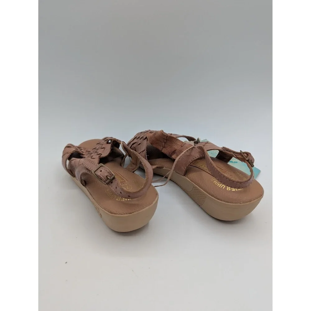 Air Step Vintage Brown Woven Leather Huarache Wedge Sandals Womens 7W New Brazil